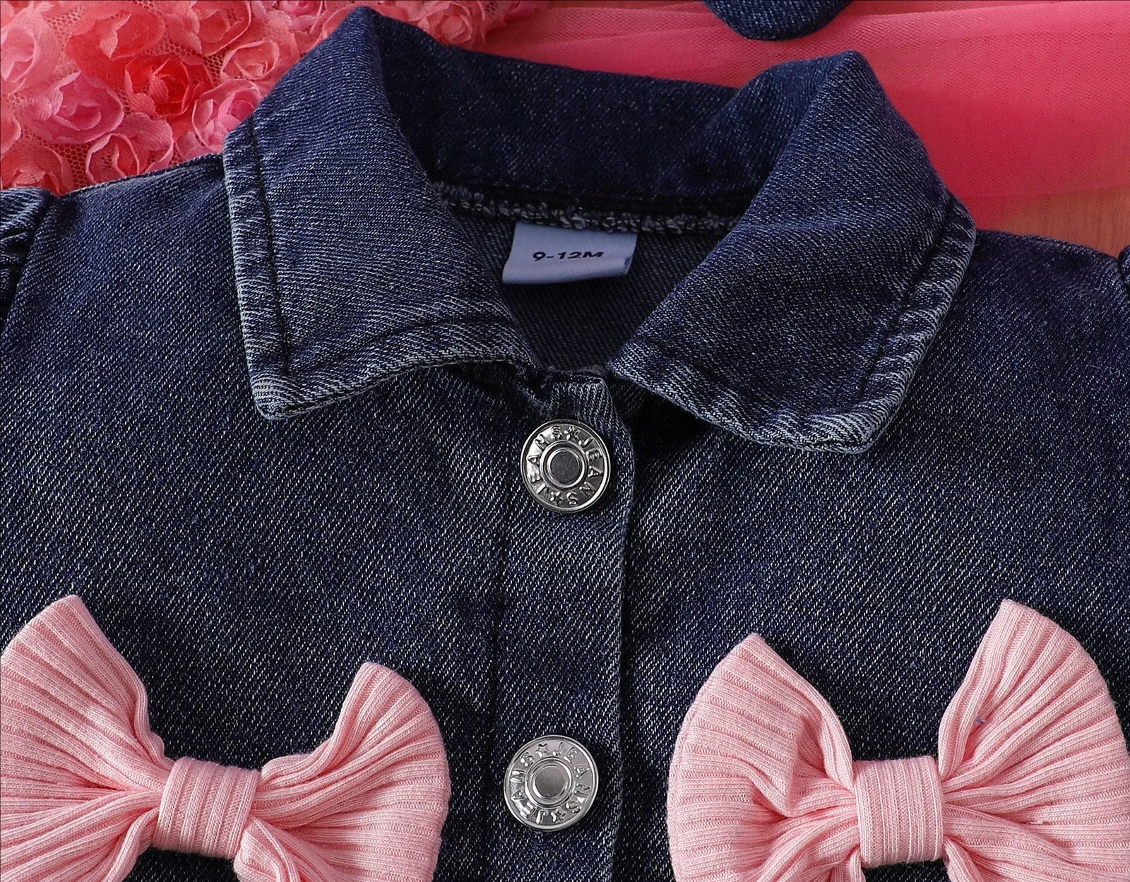 Summer 0-6Y Kids Clothes Girls Denim Collar Short Jacket 2pcs Set Sling Dress Bowknot Tulle Puff Skirt Girl Outfit