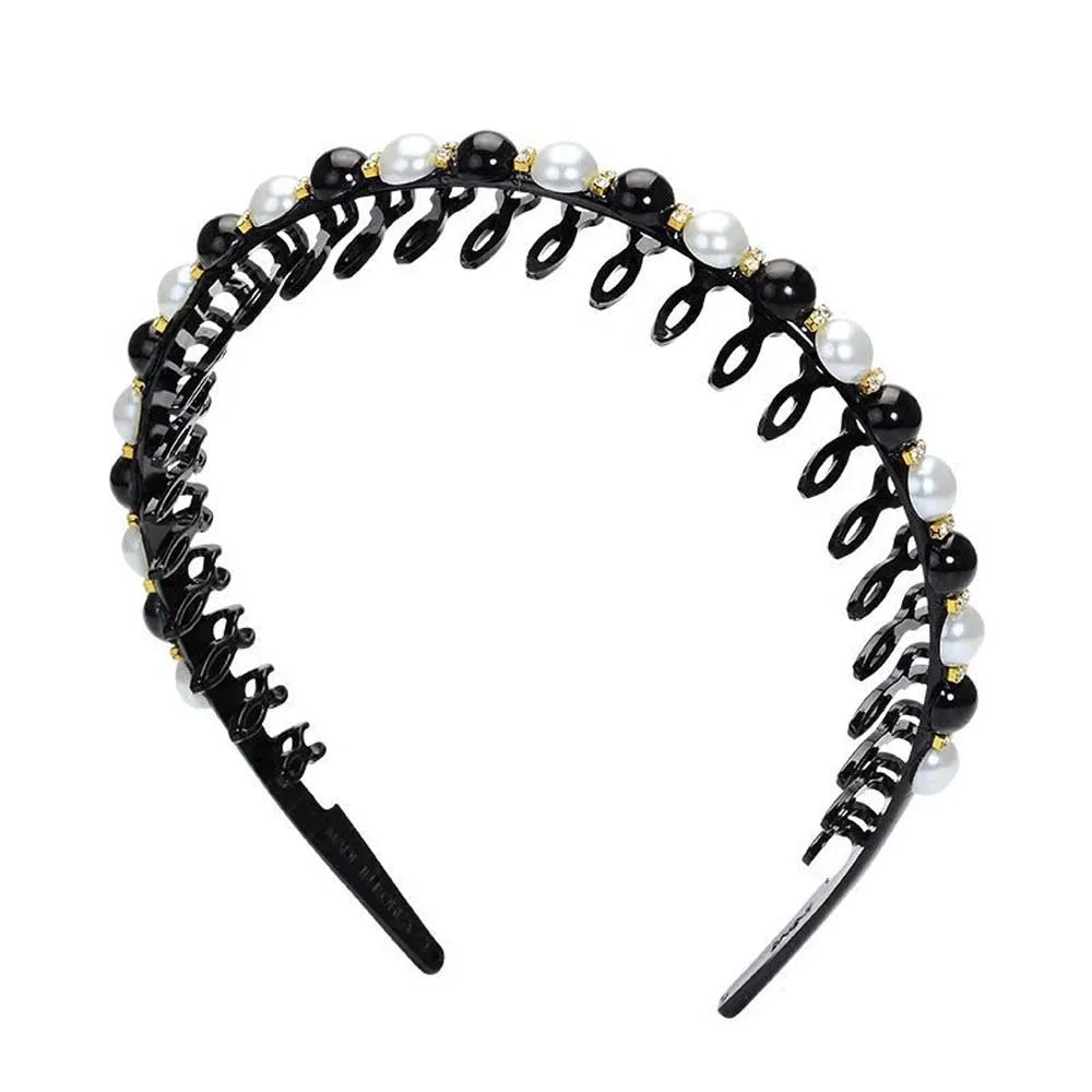 Wild Girls  Non-slip Rhinestone Toothed Pearl Headband Hair Band Hair Accessories Wash Face Hair Hoop