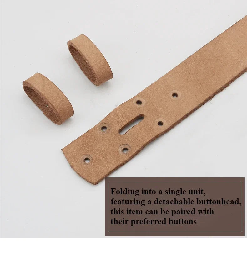 Leather Belt for Men Made From Genuine Whole Cowhide, Trimmed Edge Belt, Cowhide in Natural Color, Casual and Retro Style,