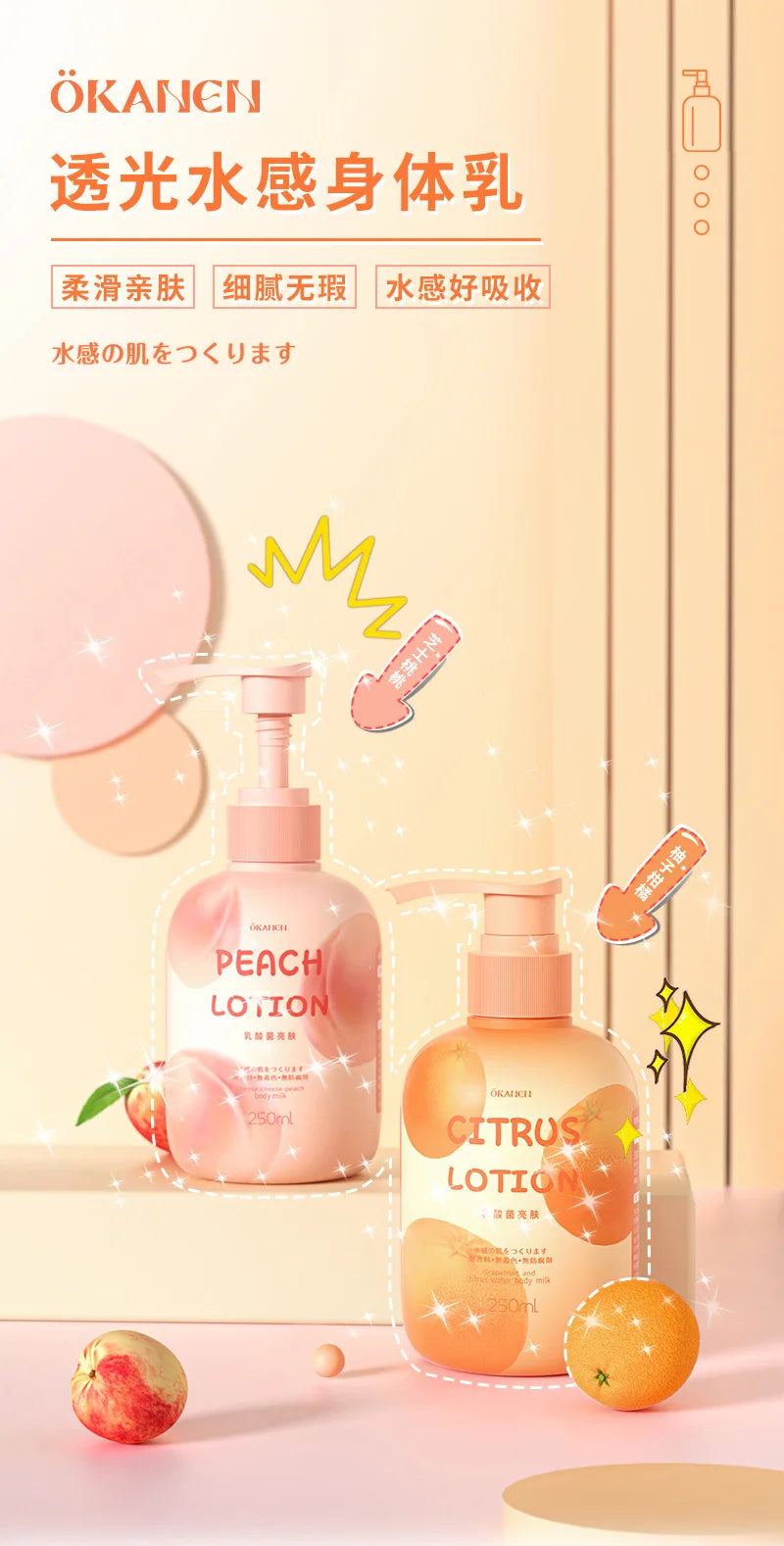 Niacinamide Body Milk Pomelo Citrus Lactic Acid Bacteria Brightening Body Cream Soft and Moisturizing Body Care