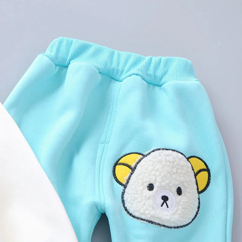 New Autumn Winter  Baby Girl Clothes Children Boys Thickened Hooded Vest T-Shirt Pants 3Pcs/Sets Toddler Costume Kids Tracksuits (Available)