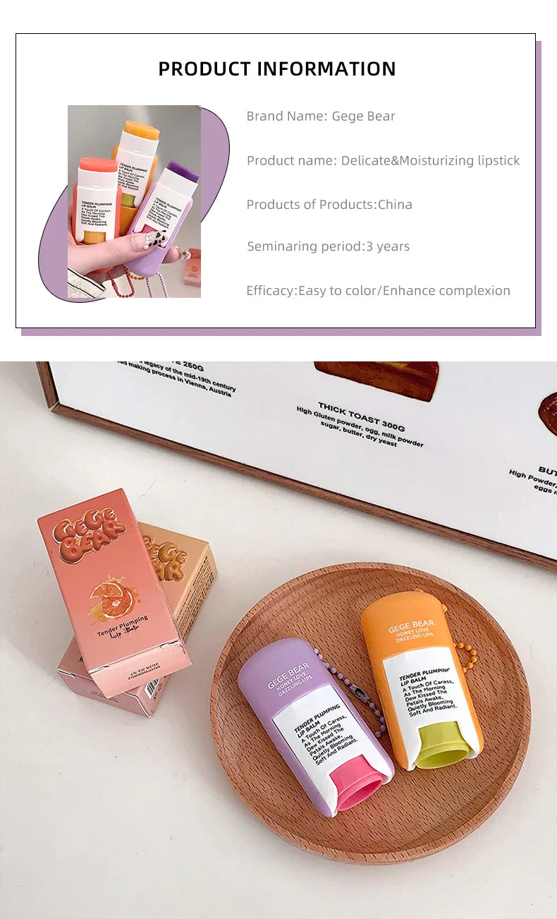 Gege Bear Large Capacity Lip Balm Keychain Pendant, Hydrating & Moisturizing Lip Care, Perfect as Lipstick Base & Accessory