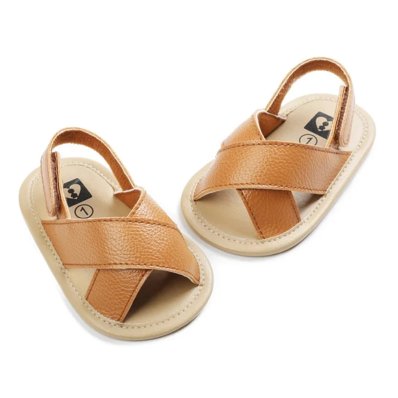 Summer Baby Boys Girls Shoes PU Solid Color Anti-Slip Infant Sandals Toddler First Walkers Casual Newborn Shoes 0-18M (Available)