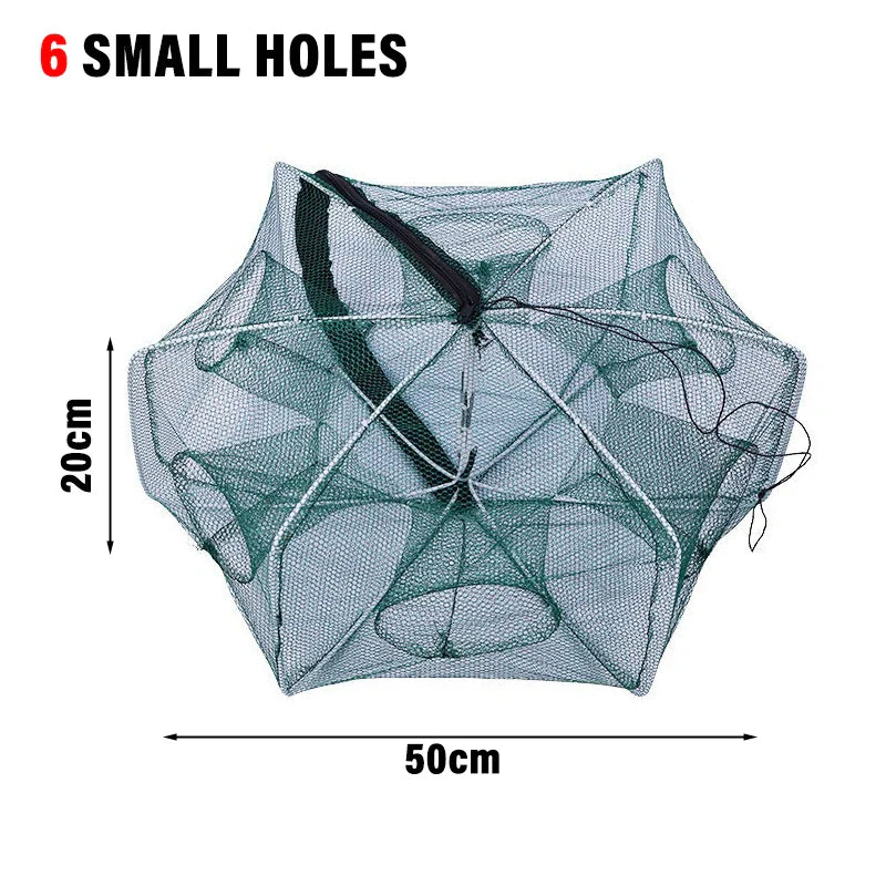 New Fishing Traps Mesh Cage Foldable Crayfish Catchers Crab Fish Cage Trap Net Nylon Casting Fishing Mesh Shrimp Net for Tackle