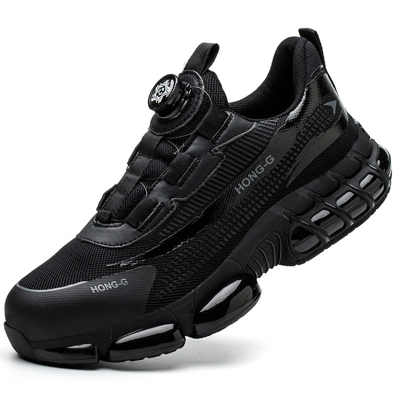 Men's Work Shoes  Rotary Buckle Work Sneakers Protective Shoes Safety Industrial Puncture-Proof Anti-Smash Steel Toe Shoes (Available)