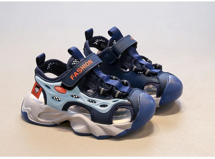 Children's Mesh Hollow Breathable Casual Sandals Boys' Fashion Sports Cool Shoes 2025 Summer Soft Soled Non Slip Beach Sneakers