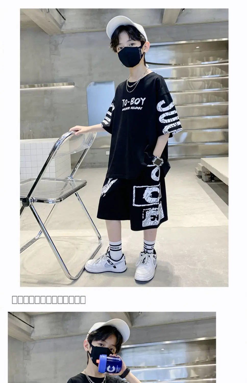 Boys Summer Trendy Casual Sports 2pcs T-shirts+Pants Suits 3-14 Years Teenage Boys Hip Hop Style Fashion Outfits Clothes Sets (Available)