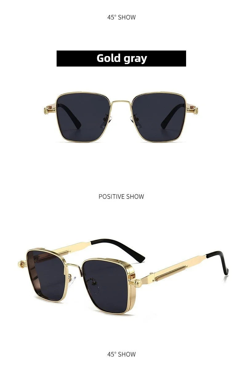 Sun Glasses New Eyeglasses Vintage Steampunk Square Metal Sunglasses Fashionable Versatile Unisex Eyewear Unique Statement Style