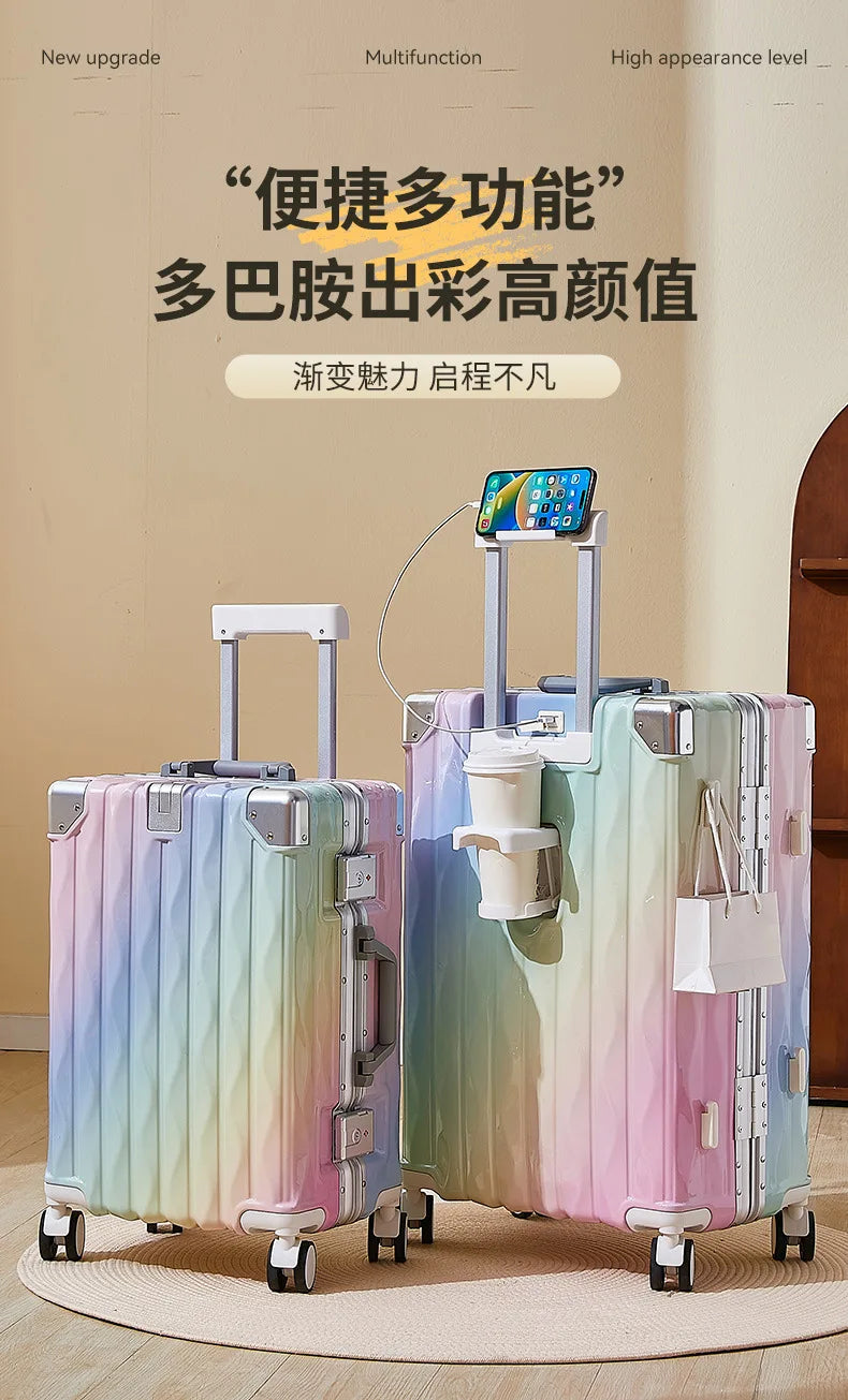 20 inch luggage case, new large capacity suitcase, 24 aluminum frame travel case, durable password box