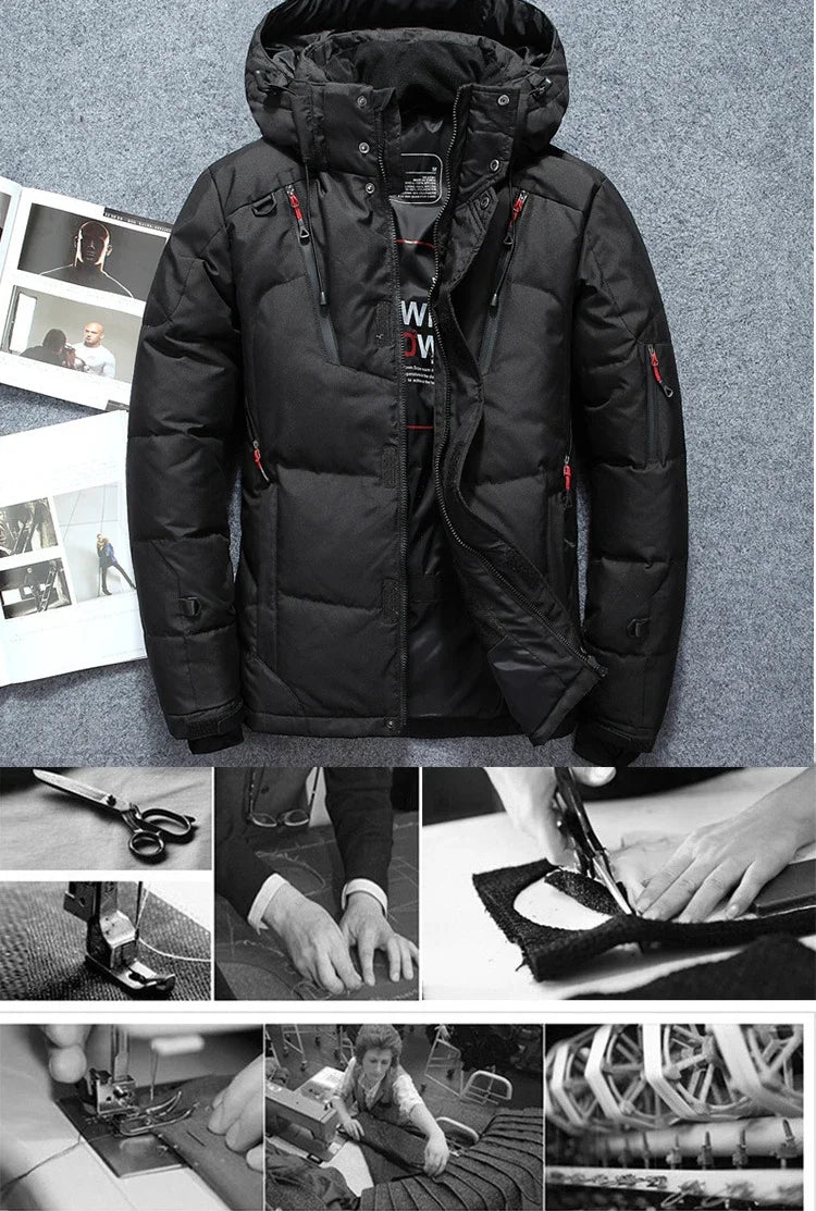 '-20 Degree Winter Down Coat Men White Duck Down Parkas Jacket Mens Thick Warm Snow Parka Jacket Overcoat Windbreaker Warm Parkas  (Available)