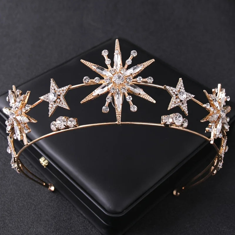 Gold Crystal Tiaras And Crowns Headband Rhinestone Prom Diadem Crown Bridal Wedding Hair Accessories Jewelry Crown Tiara Gift