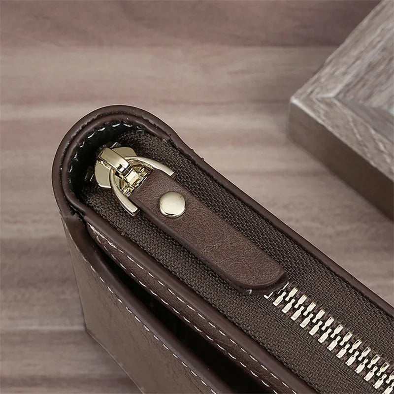 Leather Men’s Wallet Luxury Mens Purse Male Zipper Card Holders with Coin Pocket Rfid Wallets Gifts for Men Money Bag