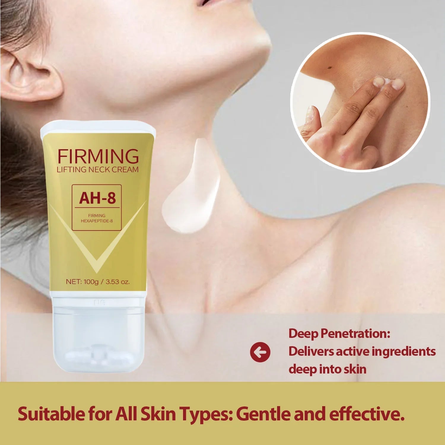 Firming Lifting Neck Cream for Crepey Skin Comfort Roller Neck Cream Deeply Moisturizing Tightening Lotion Skin Care