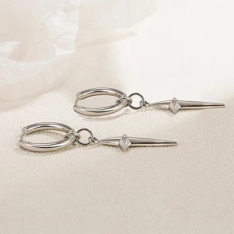 Punk Earring Mens Cross Single Spike Stainless Steel Stud Earrings Guys Jewelry Rock Hip Hop Party Jewelry Unisex  Earrings