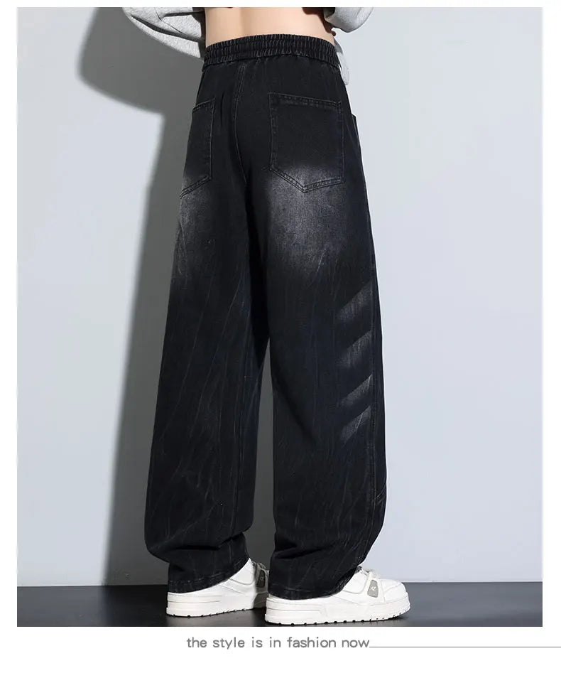 Jeans for Men Men's Casual Trousers Versatile Spring Autumn Large-sized Long Pants Fashionable Loose Straight-leg Wide-leg Pants