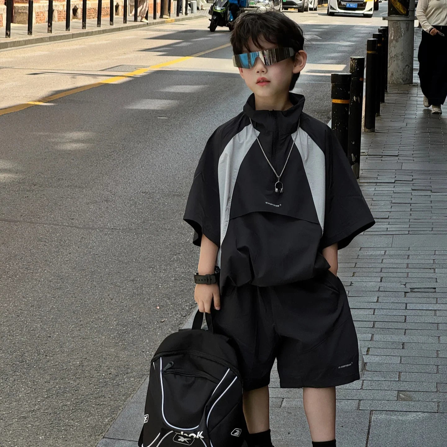 New Handsome Casual Work Clothes Set for Children, Boys' Sports and Leisure, Breathable Two Piece Set, Trendy