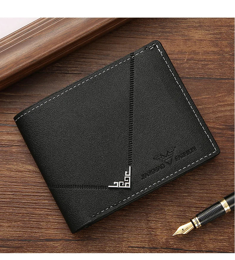 Men's Slim Money Clip Wallet Credit Card ID Holder Casual Male Leather Short Multi Card Holder Purses Business Man Bifold Wallet