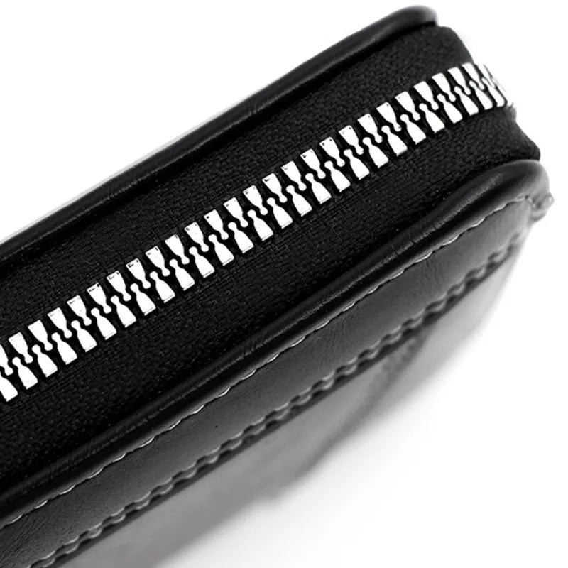 Leather Men’s Wallet Luxury Mens Purse Male Zipper Card Holders with Coin Pocket Rfid Wallets Gifts for Men Money Bag