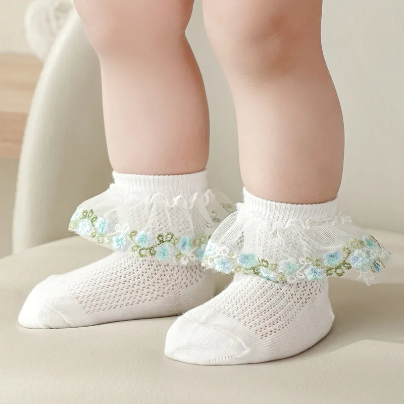 New Children's Socks With Lace Princess Girls Frilly Sock Soft Infant Baby Socken White Socks For Kids 0-10Years High Quality