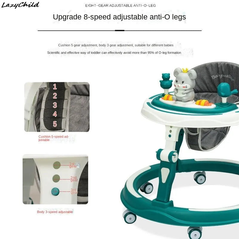 Lazychild Baby Walker 8-gear Adjustable Multi-function Anti-O-leg Anti-rollover Folding Baby Starting Car 5-18 Months Hot New