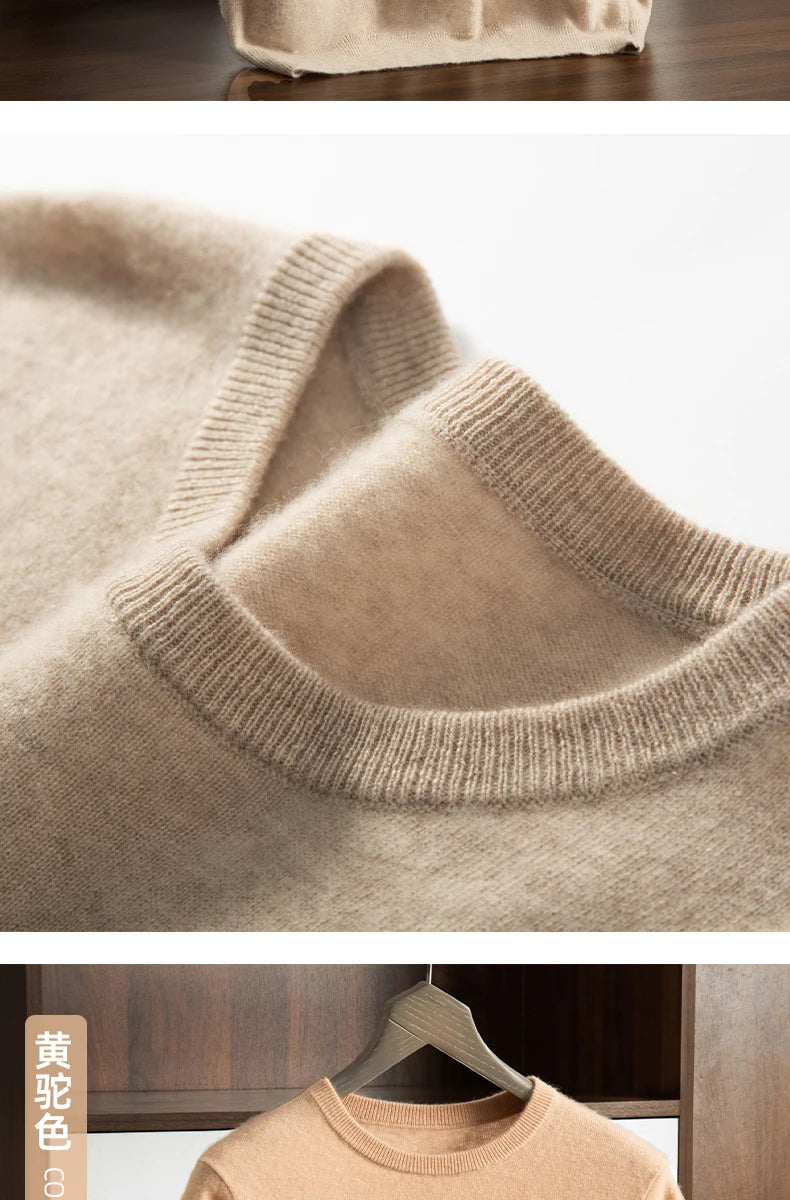 Men's T-shirt spring/Summer New Item 100% Cashmere Short Sleeved Men's Round Neck Knitted Pullover Vest Casual Men's Clothing