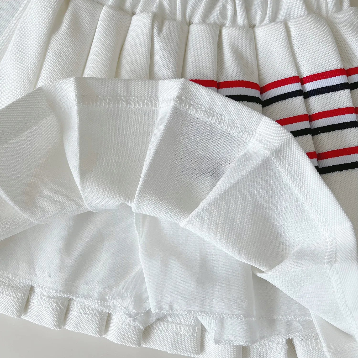 Baby Girl College Style Summer 2PCS Clothes Set Polo Collar Kid Girl Vest Top Set Thin Stylish Stripe Pleated Skirt Belle Outfit