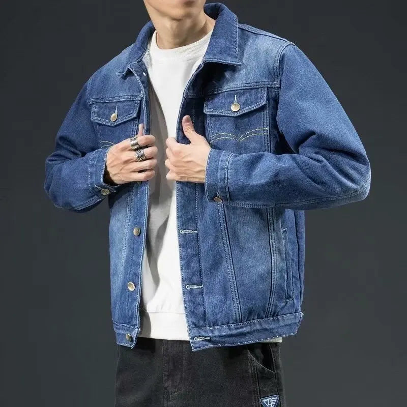 2025 New Men Winter Jean Jackets Outerwear Warm Denim Coats Men Fashion Wool Liner Thicker Winter Denim Jackets Plus Size M-8XL