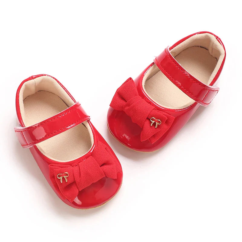 Spring and Autumn Bow Mary Jane Princess Shoes  Baby Girl Rubber Bottom Anti slip Sneaker