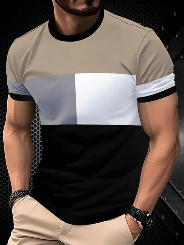 Summer Men Clothes Short Sleeve Round Neck Tops T Shirt Men Casual Fashion Fitness Running Sport Tops High Elasticity