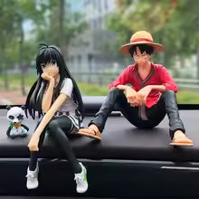 Car Interior Dashboard Ornaments Cartoon Anime ONE PIECE Luffy Yukino Set Action Figure Model Balloon Decor Auto Accessories