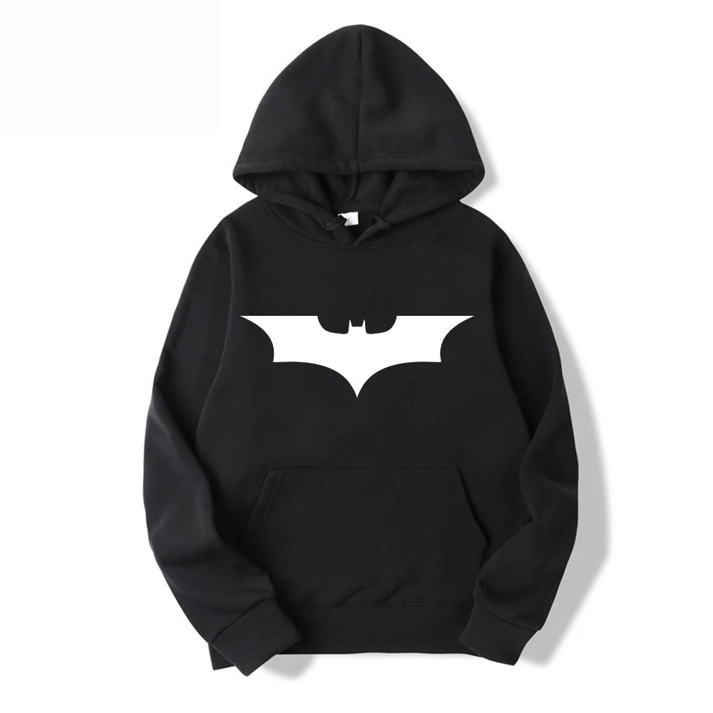Men's hoodie and bat logo: Fashionable and comfortable hooded sweatshirt, a fan of heroes