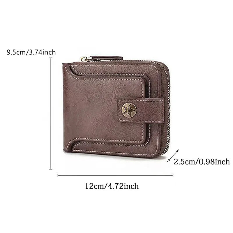 Leather Men’s Wallet Luxury Mens Purse Male Zipper Card Holders with Coin Pocket Rfid Wallets Gifts for Men Money Bag