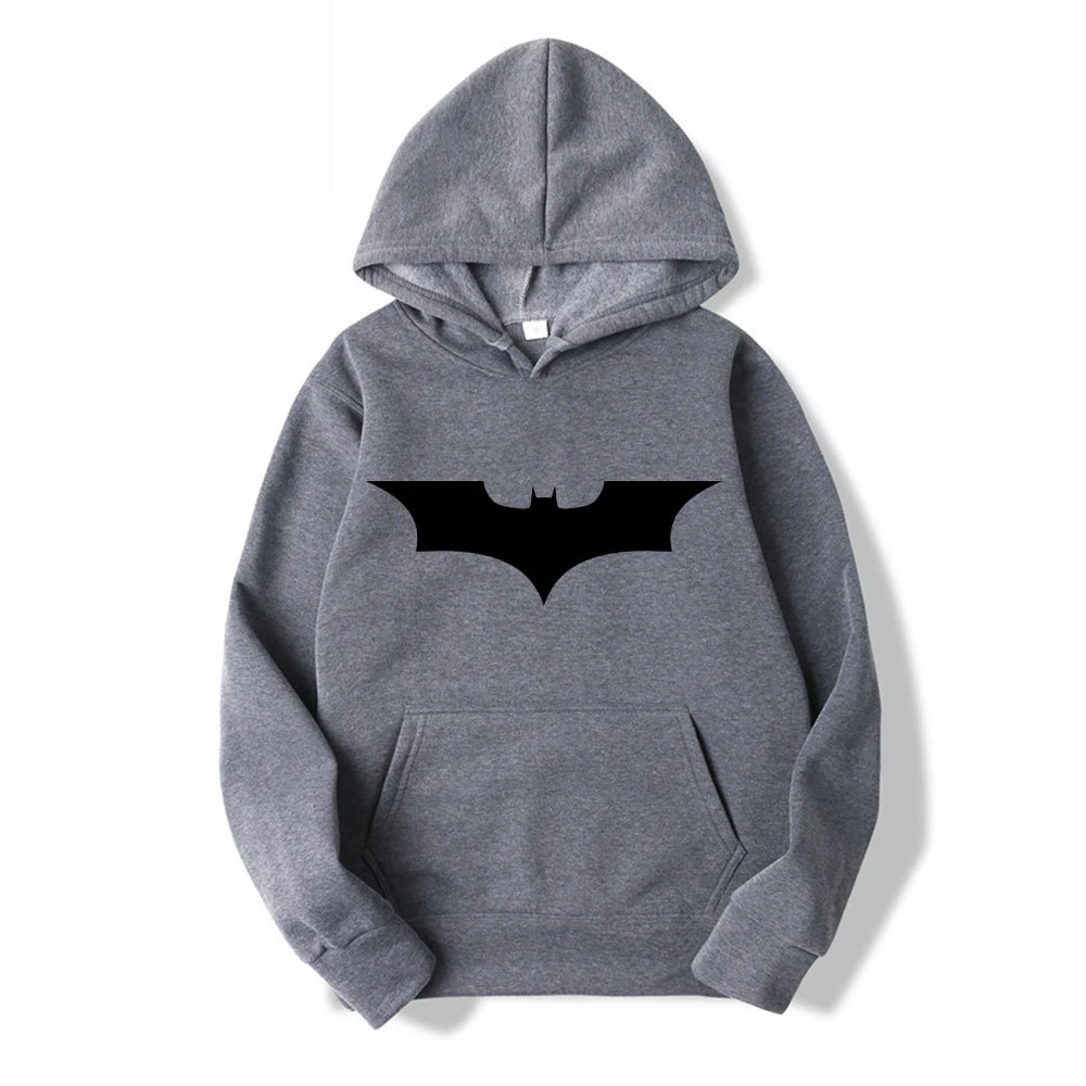Men's hoodie and bat logo: Fashionable and comfortable hooded sweatshirt, a fan of heroes