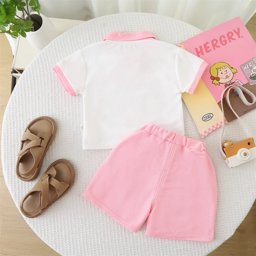 Summer Clothes for Children Baby Girls Cartoon T-Shirt And Shorts 2pcs Set Kids Infant Toddler Fashion Tracksuit