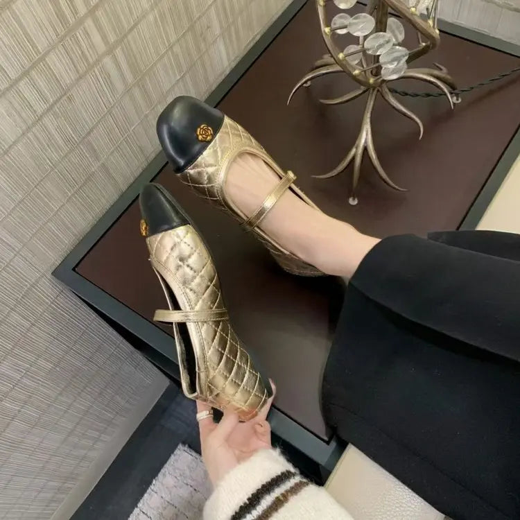 Spring and Autumn temperament commuting shallow mouth single shoe square toe Mary Zhen single shoe women
