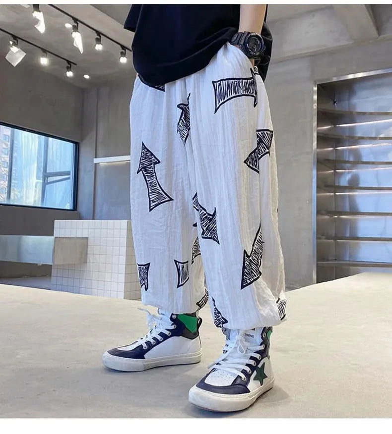 Children's Summer Set Korean Version Boy Hip Hop Loose Short Sleeve T-shirt Casual Mosquito Pants 2-piece Set