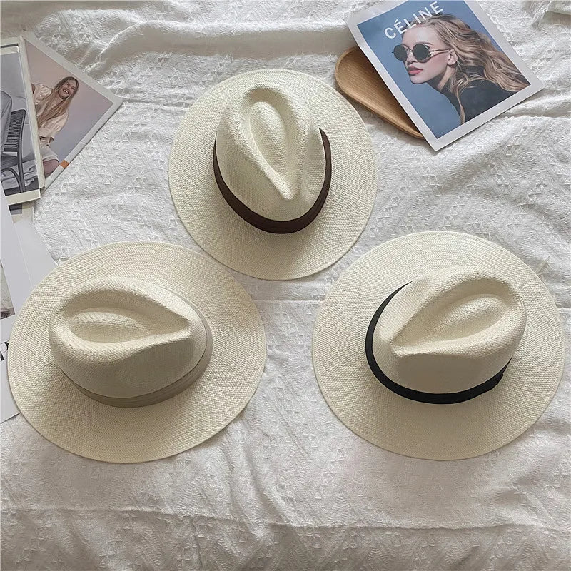 Men's Panama Hat Simple Unisex Five-point Straw Summer Travel Holiday Sun Hat Retro Hat gorras para hombres