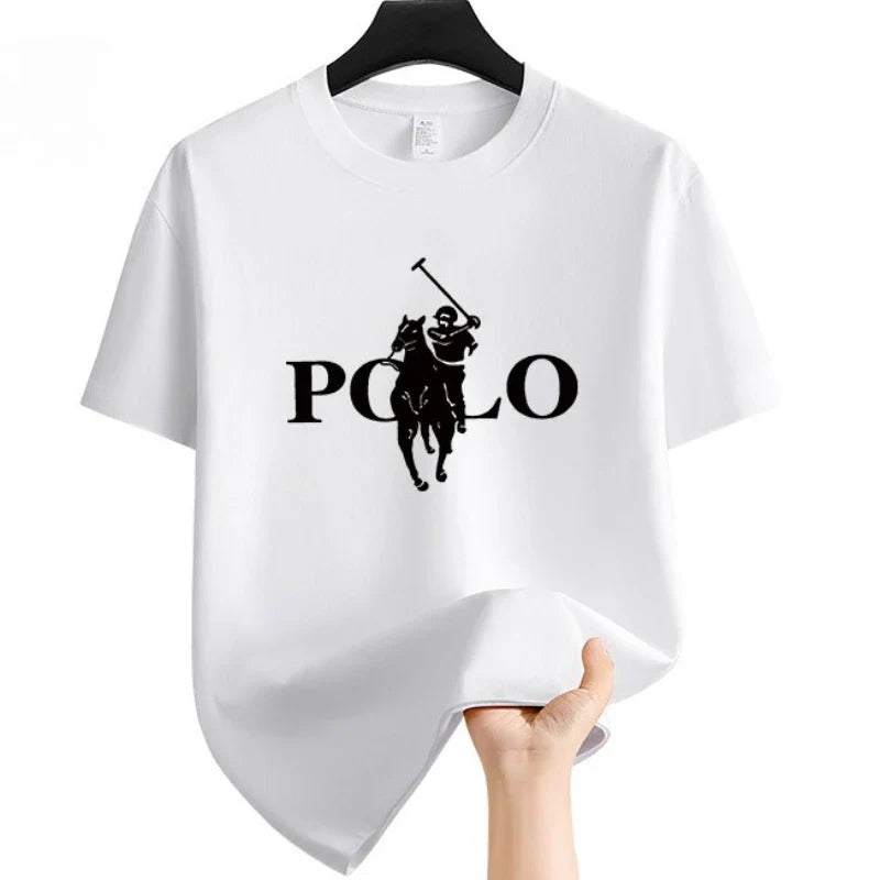 Men's Summer Fashion Brand Clothing  Casual Business Shorts  Loose Sleeve Versatile Round Neck T-Shirt  Breathable T-Shirt  (Available)
