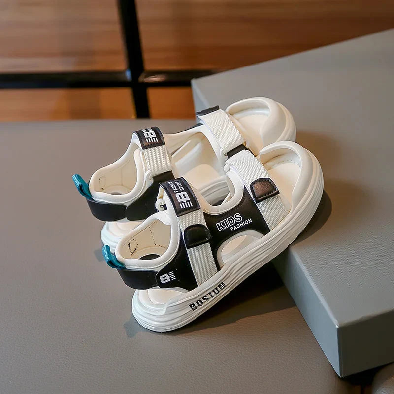 New Hot Sales Black Beige Soft Boys Girls Beach Shoes Casual Non-slip Kids Baby Sports Sandals