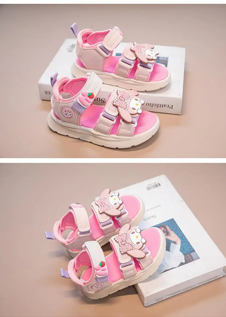 Kids Girls Sandal Sanrio Kawaii Anime Melody Children Shoes Girly Heart Summer Cute Cartoon Student Beach Shoes