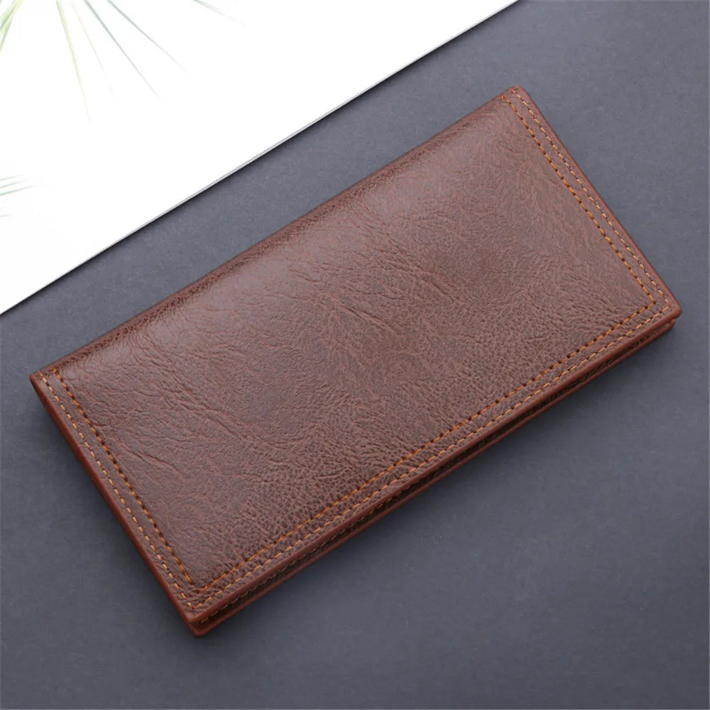 Classic  Men'S Wallet Long Oil Wax Leather Long Wallets Gift Vintage Card Simple Storage Big Money Clip ID Bag Card Holder