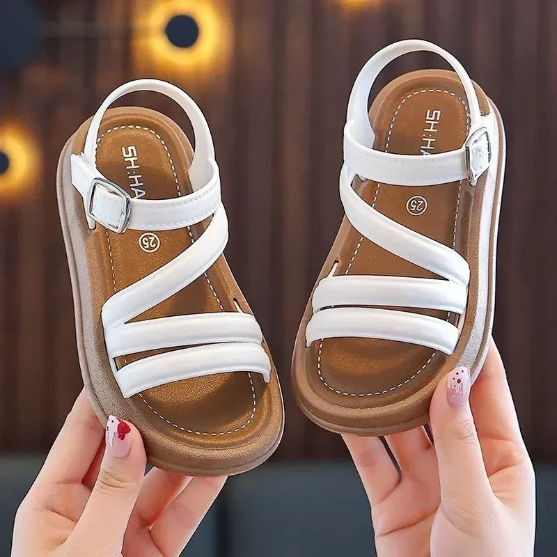 1-10Y Baby Girls Sandals Summer Children's New Cool Fashion Princess Cute Versatile Shoes for Students Flat Sandal Casual Shoe  (Available)