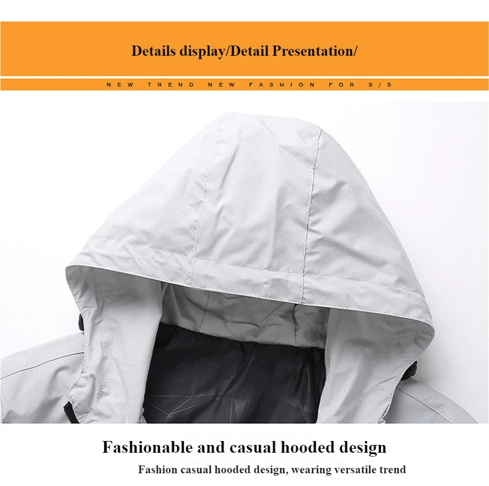 Men's hooded casual jackets, outdoor hiking and mountaineering suits, sports jackets, solid and well-fitting clothes for men
