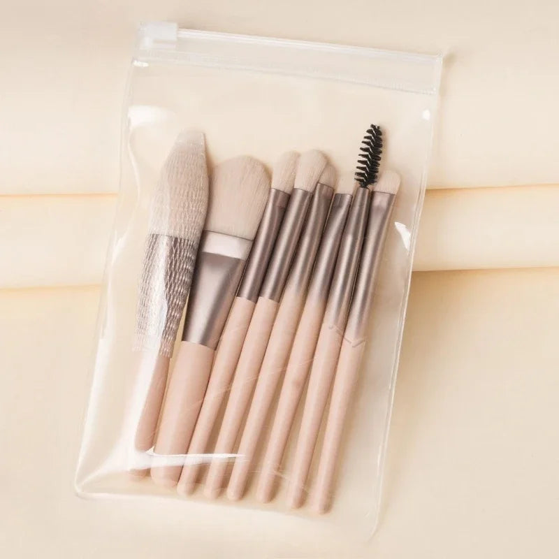 Mini Brush 8-Piece Makeup Bag Portable Concealer Powder Brush Set Soft Fur Make-up Tool Bag Foundation Brush Makeup Brush Set