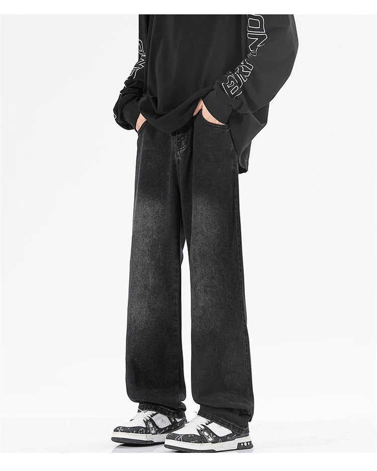 Men's Jeans Summer Thin Style Trendy Fashion 2025 New Boys Casual Versatile Loose Straight Wide-Leg Pants Men's