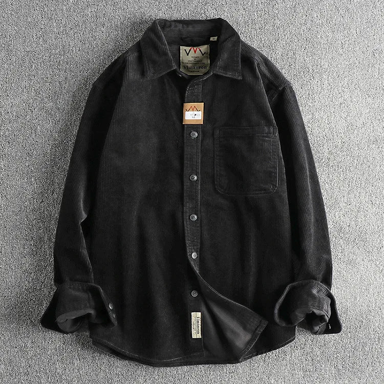Men Loose Shirt Coat Long Sleeve Single Breasted Casual Shirts Pocket Spliced Turn Down Collar Blouses Cardigan Solid Autumn