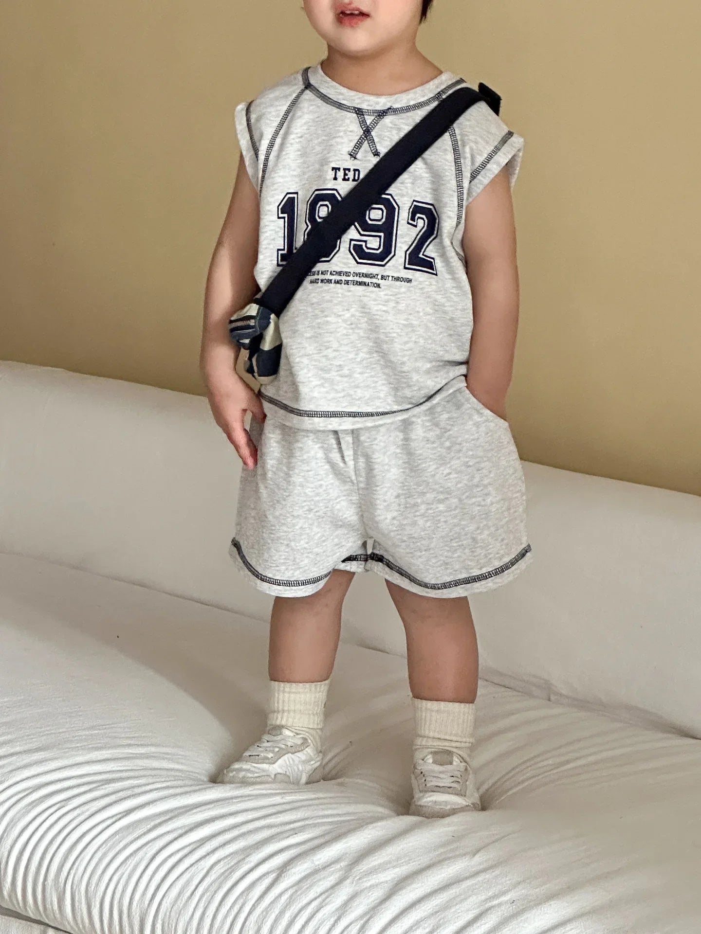 Summer New Children Short Sleeve Clothes Set Boys Letter Print T Shirts 2pcs Suit Girls Vest Dress Kids Brother Sisters Set