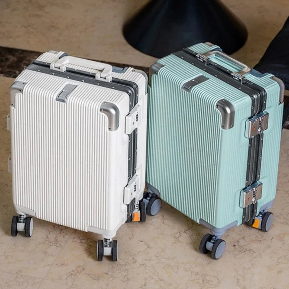 16"/20" Suitcase Carry-on Boarding for Women Travel Trolley Case with Aluminum Frame Password Lock Rolling Luggage 22/24/26/28"