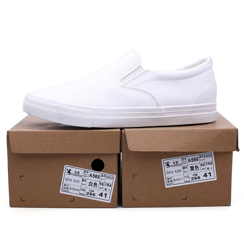 New Shoes for Men Leather Casual Shoes Spring Fashion Concise Flat Shoes 2 Colors Slip-on Loafers   (Available)