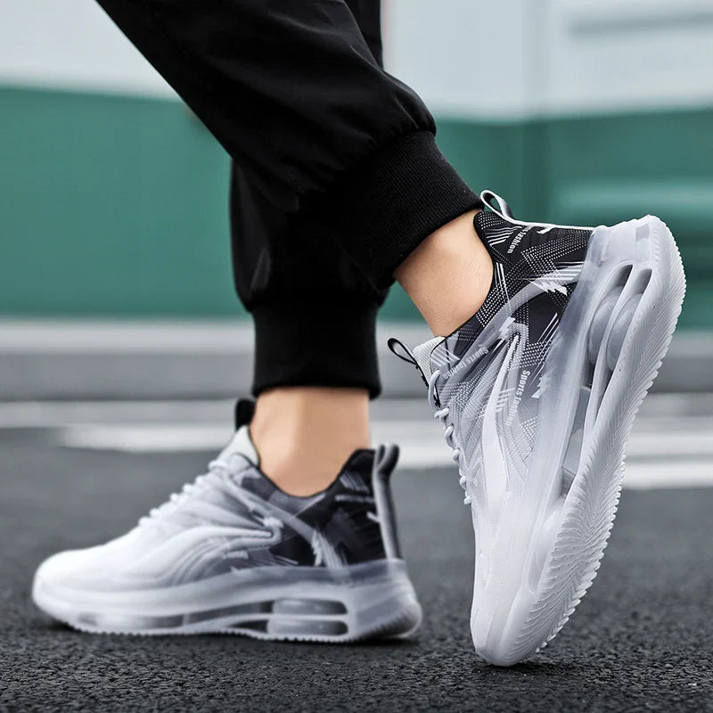 Men's Fashion Basketball Shoes with Air Cushions, Comfortable and Non-Slip, Breathable and Shock-Absorbing, Suitable for Men's Outdoor Activities (Available)